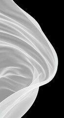 Ethereal white fabric gently billows and flows, lifted by an invisible, soft air current, evoking a feeling of purity and serene tranquility ,light ,peaceful ,fabric