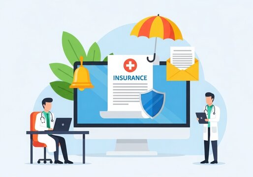 Digital healthcare security protecting medical data with professional care and umbrella protection