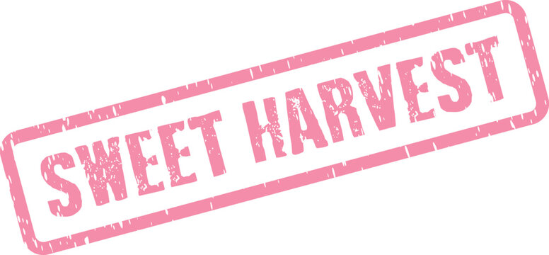 SWEET HARVEST pink textured rubber stamp impression signifies a delightful and abundant agricultural yield