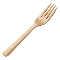 Wooden fork isolated on transparent background, a sustainable and ecofriendly utensil