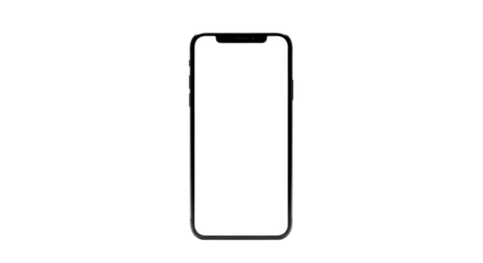 Modern smartphone with notch isolated on transparent background