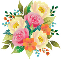 roses and peonies bouquet decoration