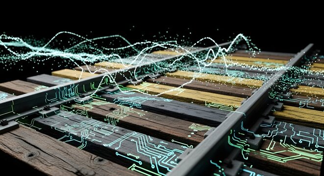Digital Railroad Infrastructure Smart Rail Network with Data Flow and Circuitry Overlay