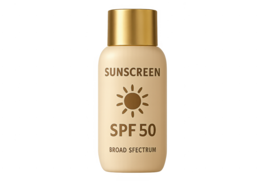Sunscreen bottle with spf 50 broad spectrum protection