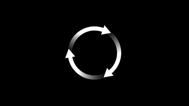 Rotating Circular Arrows Animation on Black Background