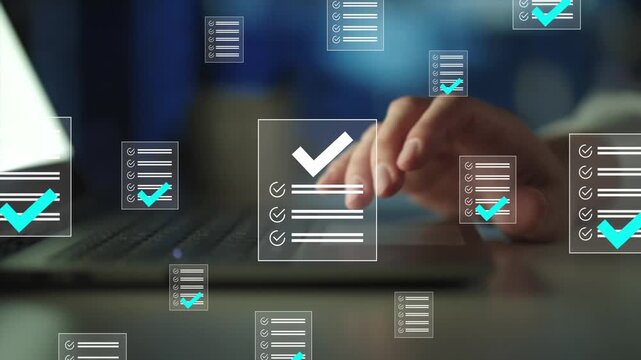 Document management concept,  Artificial intelligence,  check electronic documents on digital documents on virtual screen Document Management System
