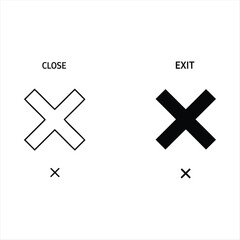 Close and Exit Icons: A minimalist design showcasing Close and Exit icons, offering a simple and universal visual guide.