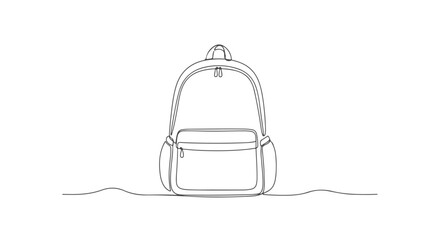 A single continuous one line drawing of a school backpack for a minimalist vector illustration design
