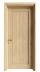 Fototapeta premium Beige panel door with frame and brass handle, centered
