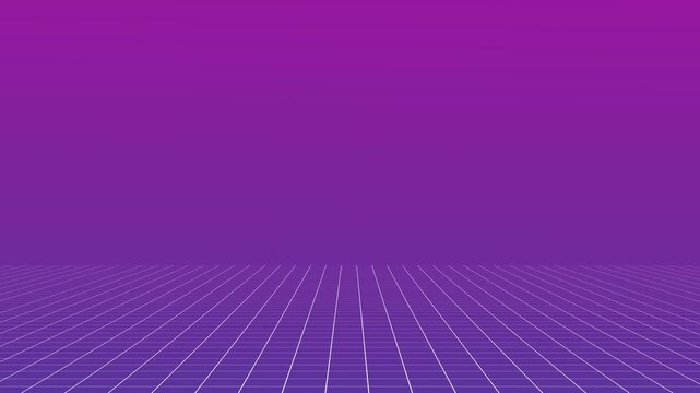 Retro grid floor animation with purple gradient background