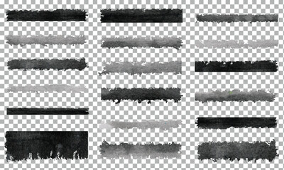 Grayscale Watercolor Brush Strokes & Ink Swatches