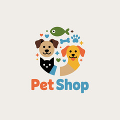 A cheerful illustration showcasing a variety of pets and associated items, ideal for enhancing branding for pet shops and related businesses.