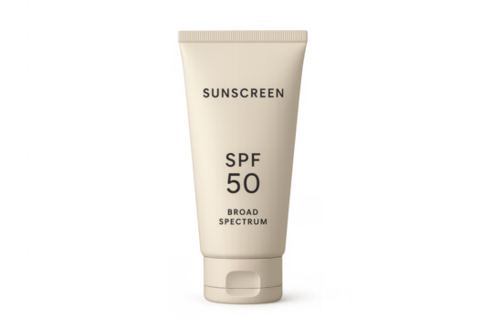 Sunscreen broad spectrum spf 50 tube preventing sun damage