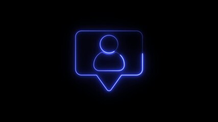 Neon profile notification icon animation. Glowing Customer service icon motion graphics. Communication profile icon video footage. - Powered by Adobe
