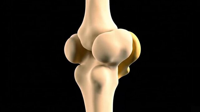 Human Knee Joint Anatomy Model On Black Background