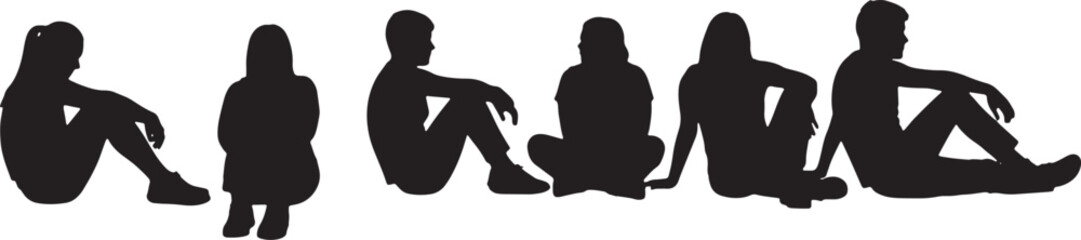 Silhouette of sitting people