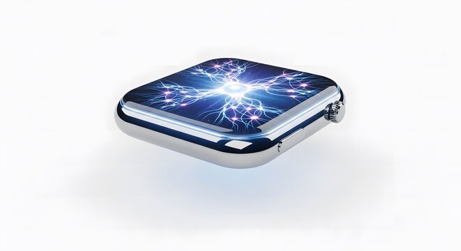 Electrical Lightning Design Smartwatch Mockup Displaying a Stormy Interface