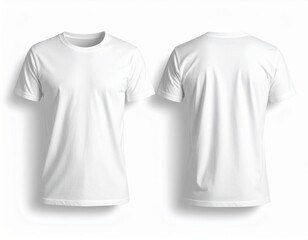 Naklejka premium Blank Short-Sleeve T-Shirt Mockup Set: Upright Front & Back View. Apparel Design & Retail Presentation