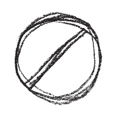 Hand drawn prohibition sign No entry symbol Black circle with cross line clipart in doodle style Ban Restriction Forbidden stop Single element for print, web, design