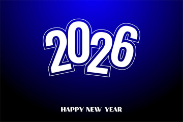 Modern 2026 Happy New Year Blue Background Design