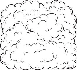 Fluffy cloud formation sketch drawing white