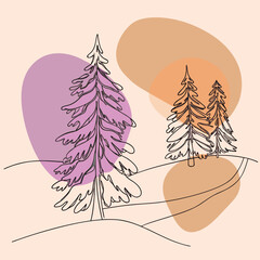 Color Blobs Style Winter Scene Design Clean Vector Art