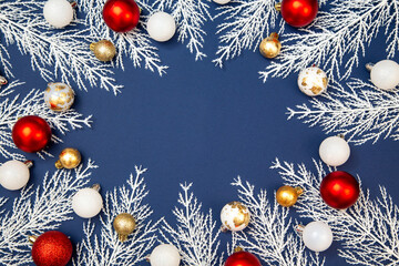 Merry Christmas and Happy New Year greeting card, frame, and banner. Holidays design. Noel and...