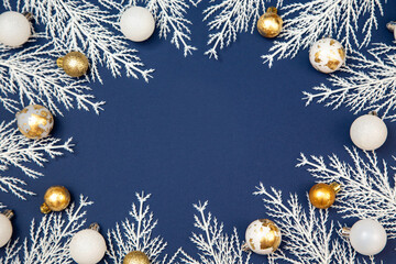 Merry Christmas and Happy New Year greeting card, frame, and banner. Holidays design. Noel and...