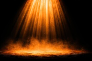 Naklejka premium Golden spotlight on a smoky stage