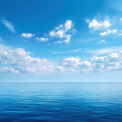 Obraz premium Calm Blue Ocean Under a Cloudy Sky water clouds