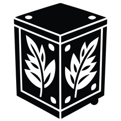 wooden caj n with leaf carvings vector icon