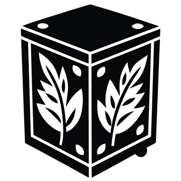 wooden caj n with leaf carvings vector icon