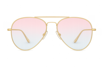 Aviator sunglasses with gold frame and pink gradient lenses