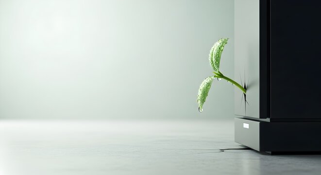 Resilience and Growth a green sprout emerging from a crack representing new beginnings overcoming challenges - Powered by Adobe