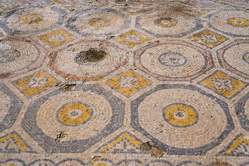 Archaeological excavations with remains of ancient mosaics in Tzipori (Sepphoris) National...