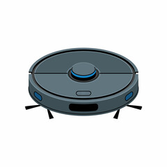 Fototapeta premium Clean Flat Design Depicting a Robot Vacuum