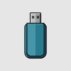 Flat Illustration of a USB Flash Drive