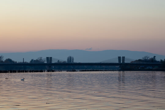 Puh Bridge on Lake Ptuj and River Drava