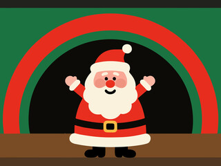 Smiling Santa Claus in Fireplace or Archway