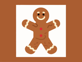 Simple Smiling Gingerbread Man Icon or Sticker