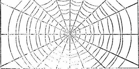 Abstract black and white radial spider web pattern with a textured distressed grunge effect
