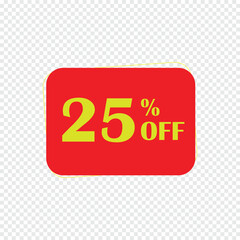 25 off discount tag isolated on transparent background .vector illustration. EPS 10 .