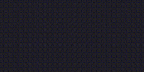 Dark grey abstract wide horizontal banner with hexagon carbon fiber grid and orange luminous lines.