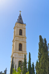 Bell tower in the Russian Convent of the Ascension on the Mount of Olives.Jerusalem,Israel