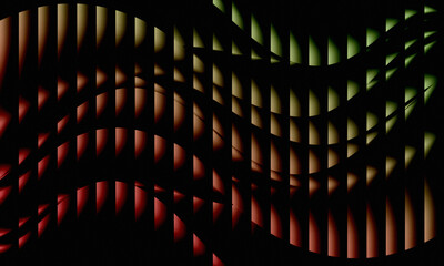 Abstract Red Green Gradient Geometric Pattern with Wavy Lines | Modern Background for Creative Projects and Design Templates.