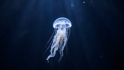 A jellyfish in an aquatic setting, highlighting marine life, beauty, and ethereal atmosphere.