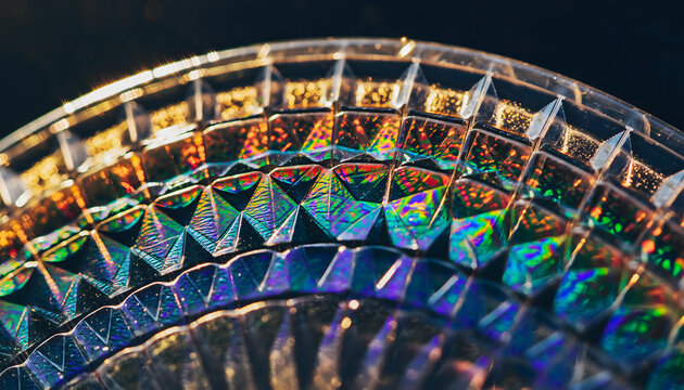 Sparkling Abstract Holographic Texture: Rainbow Reflection and Glitter Effect on a Transparent Surface. Futuristic Digital and High-Tech Background.