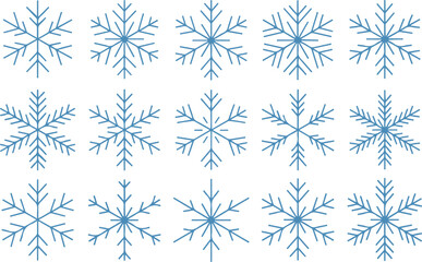 Fototapeta premium Simple Blue Snowflake Icon Pattern Winter Holiday Illustration