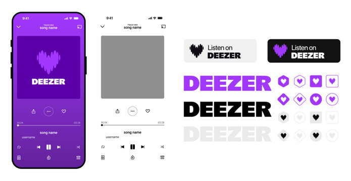 Frame 41885Modern Deezer app interface design, showing Deezer music streaming platform screens and Deezer mobile UI elements for listening experience and playlistsو