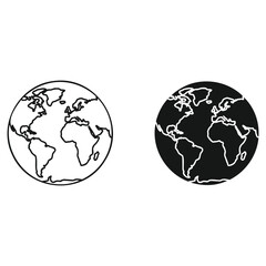 Earth globe vector illustration showing continents and oceans